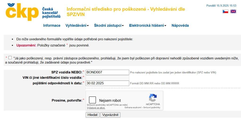 Kontrolu povinného ručení lze provést online na různých místech. Některá mají svá omezení.