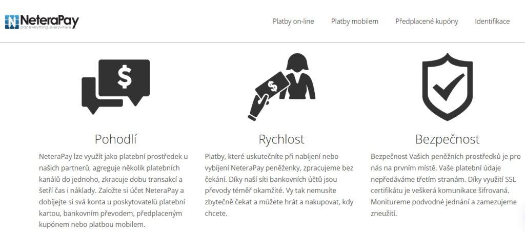 NeteraPay inzeruje pohodlné, rychlé a bezpečnější placení.